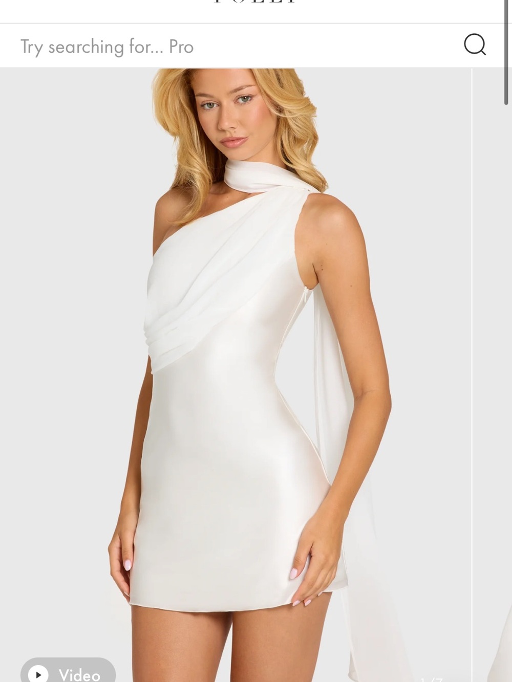 Oh Polly White One-Shoulder Mini Dress with Draped Neck Scarf